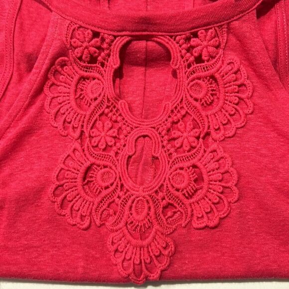 Jessica Simpson | Women’s Embroidered Red Pink Tank Top Sleeveless Blouse - Picture 4 of 9